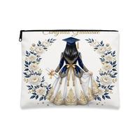 Borsa per trucco per abito da laurea, borsa da viaggio per cosmetici con motivo floreale, per donne, piccola borsa portatile in tela con cerniera, borsa da toilette classe 2026, 17,8 x 22,9 cm