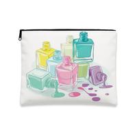 Borsa per trucco per smalto pastello, flaconi colorati da viaggio, per donne, piccola borsa portatile in tela con cerniera, organizer di bellezza per uso quotidiano, scelta perfetta per le vacanze