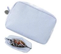Borsa per trucco piccola a righe blu Borsa per cosmetici con cerniera per cosmetici per la cura della pelle per articoli da toeletta Beauty Via
