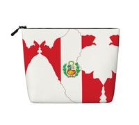 Borsa per trucco resistente all'acqua con mappa della bandiera del Perù, canapa finta, grande organizer cosmetico da viaggio con cerniera