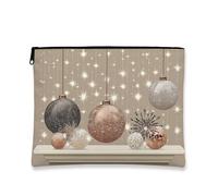 Borsa per trucco scintillante con glitter, borsa da viaggio per donne, piccola borsa portatile in tela con cerniera, borsa da toilette natalizia per la cura della pelle, Oro, 7x9 Inch, Ornamento