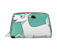 Borsa per trucco stampata con capra Frolic, organizer da viaggio per pennelli cosmetici, custodia in pelle per trucchi con cerniera, borsa da toilette per donne, bianca, taglia unica, bianco, Taglia