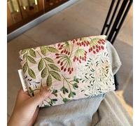 Borsa per trucco trapuntata floreale e astuccio per cosmetici floreale 3D, sacchetto per assorbenti igienici con cerniera, organizer estetico verde botanico da donna, Gesang fiore Beige, Accessorio