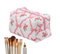 Borsa per trucco trapuntato di cotone, borsa cosmetica trapuntata floreale,Casa di stoccaggio della toilette floreale - Tasto organizzatore di articoli da toeletta portatile per donne ragazze, custodi