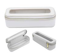 Borsa per trucco trasparente 7.5x2.4x2, 4 pollici donne da viaggio impermeabile con finestra trasparente e doppie cerniere per donne viaggi da viaggio in campeggio bianco, cosmetico chiaro