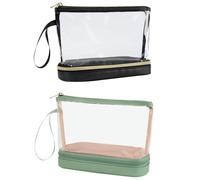 Borsa Per Trucco Trasparente Da 2 Pezzi, Borsa Per Trucco Impermeabile, Borsa Per Trucco A Doppio Strato, Borsa Per Trucco Portatile, Accessori Da Viaggio