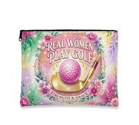 Borsa per trucco vintage floreale, borsa cosmetica per palline da golf, organizer portatile con cerniera, borsa da viaggio primaverile, Pesca, 7x9 Inch, Palla da golf