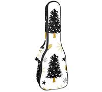 Borsa per ukulele alberi di Natale bacche e fiocchi di neve Ukulele custodia per soprano tenore concerto 23 pollici 10 mm spessore morbido imbottito cinghie regolabili borsa da concerto