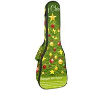 Borsa per ukulele Albero di Natale con Campane Stelle Ukulele Caso per Soprano Tenore Concerto 23 Pollice 10MM Spessore Morbido Imbottito Cinghie Regolabili Gig Bag