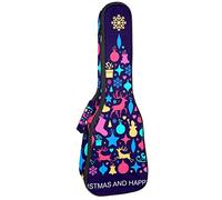 Borsa per ukulele Albero di Natale delle renne Regali fiocchi di neve icone Custodia per ukulele per concerto tenore soprano 23 pollici morbido imbottito cinghie regolabili borsa da concerto