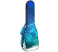 Borsa per ukulele astratta Bella Blu Merry Christmas Celebration Pattern Ukulele Custodia per Soprano Tenore Concert 23 Pollici 10 MM Spessore Morbido Imbottito Cinghie Regolabile Gig Bag