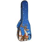 Borsa per ukulele Babbo Natale sul tetto con regali Custodia per ukulele per concerto tenore soprano da 23 pollici da 10 mm di spessore morbido imbottito cinghie regolabili borsa da concerto