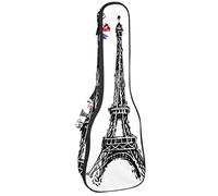 Borsa per ukulele Bonjour Paris France Culture Ukulele Custodia per Soprano Tenore Concert 23 Pollici 10 MM Spessa Morbida Imbottita Cinghie Regolabile Gig Bag
