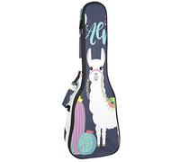 Borsa per ukulele Carino Animale Alpaca Cactus Pattern Ukulele Custodia per Soprano Tenore Concert 23 Pollici 10 MM Spessore Morbido Imbottito Cinghie Regolabile Gig Bag