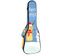 Borsa per ukulele Carino Animali di Natale Sfondo Modello Ukulele Custodia per Soprano Tenore Concert 23 Pollici 10 MM Spessore Morbido Imbottito Cinghie Regolabile Gig Bag