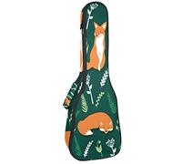Borsa per ukulele Carino Arancione Volpi Vimini Verde Modello Ukulele Custodia per Soprano Tenore Concert 23 Pollici 10 MM Spessore Morbido Imbottito Cinghie Regolabile Gig Bag