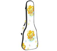 Borsa per ukulele Carino Baby Peluche Leone con Modello Ukulele Custodia per Soprano Tenore Concert 23 Pollici 10 MM Spessore Morbido Imbottito Cinghie Regolabile Gig Bag