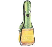 Borsa per ukulele Carino Cactus Character Saying Hello World Modello Ukulele Custodia per Soprano Tenore Concert 23 Pollici 10 MM Spessore Morbido Imbottito Cinghie Regolabile Gig Bag