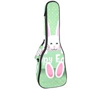 Borsa per ukulele carino, coniglietto pasquale, su polka, motivo a pois, per concerto tenore soprano, spessore 10 mm, con cinghie regolabili imbottite morbide