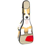 Borsa per ukulele Carino Corgi Dog Hungry Bones Ukulele Custodia per Soprano Tenore Concert 23 Pollici 10 MM Spessa Morbida Imbottita Cinghie Regolabile Gig Bag