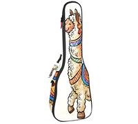 Borsa per ukulele Carino Etnico Esotico Alpaca Llama Modello Ukulele Custodia per Soprano Tenore Concert 23 Pollici 10 MM Spessore Morbido Imbottito Cinghie Regolabile Gig Bag