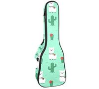 Borsa per ukulele Carino Llama Alpaca Cactus Flower Pattern Ukulele Custodia per Soprano Tenore Concert 23 Pollici 10 MM Spessore Morbido Imbottito Cinghie Regolabile Gig Bag