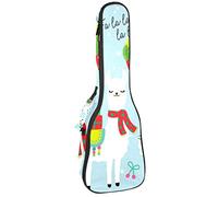 Borsa per ukulele Carino Natale Alpaca Lama Cactus Pattern Ukulele Custodia per Soprano Tenore Concert 23 Pollici 10 MM Spessore Morbido Imbottito Cinghie Regolabile Gig Bag