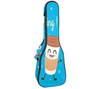 Borsa per ukulele Cartoon Donut Coffee Cup Friend Pattern Ukulele Custodia per Soprano Tenore Concert 23 Pollici 10 MM Spessore Morbido Imbottito Cinghie Regolabile Gig Bag