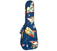 Borsa per ukulele Cartoon Space Cars Navy Sfondo Modello Ukulele Custodia per Soprano Tenore Concert 23 Pollici 10 MM Spessa Morbida Imbottita Cinghie Regolabile Gig Bag