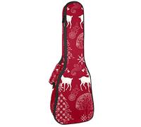 Borsa per ukulele cervi e alberi di Natale fiocchi di neve su custodia per ukulele rosso per concerto tenore soprano da 23 pollici da morbido imbottito cinghie regolabili borsa da concerto