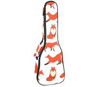 Borsa per ukulele Collezione Animali Selvatici Volpi Rosse Sfondo Modello Ukulele Custodia per Concerto Soprano Tenore 23 Pollici 10 MM Spessore Morbido Imbottito Cinghie Regolabile Gig Bag
