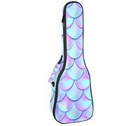Borsa per ukulele, con bilancia da pesce, da sogno, colore viola, blu, per concerto tenore soprano, 23 pollici, spessore 10 mm, con cinghie regolabili imbottite morbide