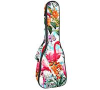Borsa per ukulele con fenicotteri in congedo con fiori e giungle, custodia per ukulele per concerto tenore soprano, spessore 10 mm, con cinghie regolabili imbottite morbide