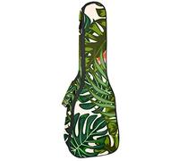 Borsa per ukulele con fenicottero nelle foglie tropicali e giungla per concerti tenori soprano, spessore 10 mm, con cinghie regolabili imbottite morbide