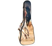 Borsa per ukulele, con mandria di cavalli, corsa nel deserto, tempesta contro ukulele per concerto tenore soprano, spessore 10 mm, con cinghie regolabili, morbida e imbottita