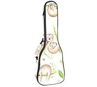 Borsa per ukulele con motivo a bradipo bello per concerto tenore soprano 23 pollici 10 mm di spessore morbido imbottito cinghie regolabili Gig Bag