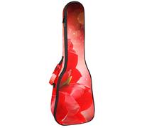 Borsa per ukulele con motivo di tulipani rossi per la festa della mamma, per concerto tenore soprano, 23 pollici, 10 mm di spessore, morbido imbottito con cinghie regolabili
