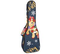 Borsa per ukulele con motivo unicorno di Natale per concerto tenore soprano 23 pollici 10 mm di spessore morbido imbottito cinghie regolabili Gig Bag
