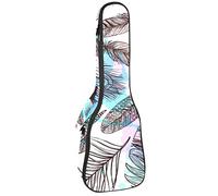 Borsa per ukulele con piume disegnate a mano, per concerto tenore soprano da 23 pollici, 10 mm, con cinghie regolabili imbottite morbide