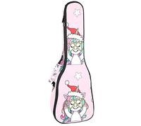 Borsa per ukulele con unicorno di Natale in cappello di Babbo Natale con stelle Ukulele per concerto tenore soprano 23 pollici 10 mm di spessore morbido imbottito cinghie regolabili borsa da concerto