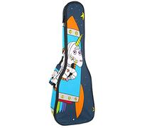 Borsa per ukulele Cool Funny Unicorn Rocket Stars Pattern Ukulele Custodia per Soprano Tenore Concert 23 Pollici 10 MM Spessa Morbido Imbottito Cinghie Regolabile Gig Bag