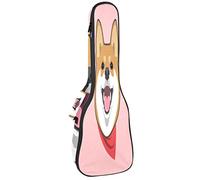 Borsa per ukulele Cute Smile Shiba Inu Custodia Ukulele per Soprano Tenore Concert 23 Pollici 10 MM Spessa Morbida Imbottita Cinghie Regolabile Gig Bag