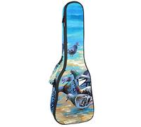 Borsa per ukulele da spiaggia Piccioni sulla costa del mare Ukulele per concerto tenore soprano 23 pollici 10 mm di spessore morbido imbottito cinghie regolabili Gig Bag