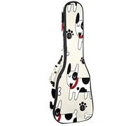 Borsa per ukulele dalmata con impronte di cane modello ossa per concerto tenore soprano 23 pollici 10 mm di spessore morbido imbottito cinghie regolabili Gig Bag