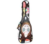Borsa per ukulele Day Of The Day of the Day Sugar Skull Flower Pattern Ukulele Custodia per Soprano Tenore Concert 23 Pollici 10 MM Spesso Morbido Imbottito Cinghie Regolabile Gig Bag