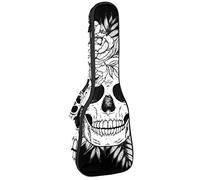 Borsa per ukulele Day of the Dead Sugar Skull con fiori Custodia per ukulele per soprano tenore concerto da 23 pollici 10 mm di spessore morbido imbottito cinghie regolabili borsa da concerto