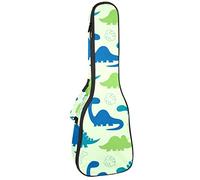 Borsa per ukulele dinosauro con foglie di palma e osso per ukulele soprano tenore concerto 23 pollici 10 mm di spessore morbido imbottito cinghie regolabili Gig Bag
