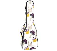 Borsa per ukulele disegnata a mano con scimmia coniglietto ghianda modello modello ukulele per concerto tenore soprano 23 pollici 10 mm di spessore morbido imbottito cinghie regolabili Gig Bag