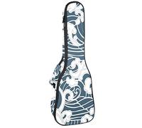 Borsa per ukulele disegnata a mano in stile tradizionale acquatico scarabocchio fiume tempesta retro astratto ukulele custodia per concerto tenore soprano morbido imbottito cinghie regolabili