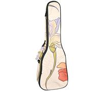 Borsa per ukulele disegnata a mano Retro Iris Flower Pattern Ukulele Caso per Soprano Tenore Concert 23 Pollici 10 MM Spesso Morbido Imbottito Cinghie Regolabile Gig Bag
